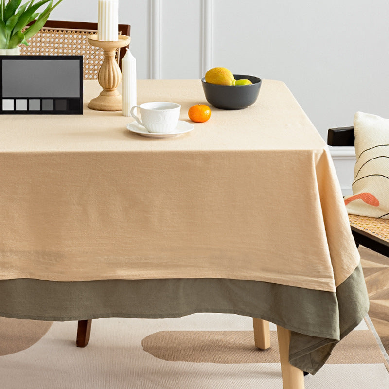 Premium linen rectangular tablecloth with contrast trim