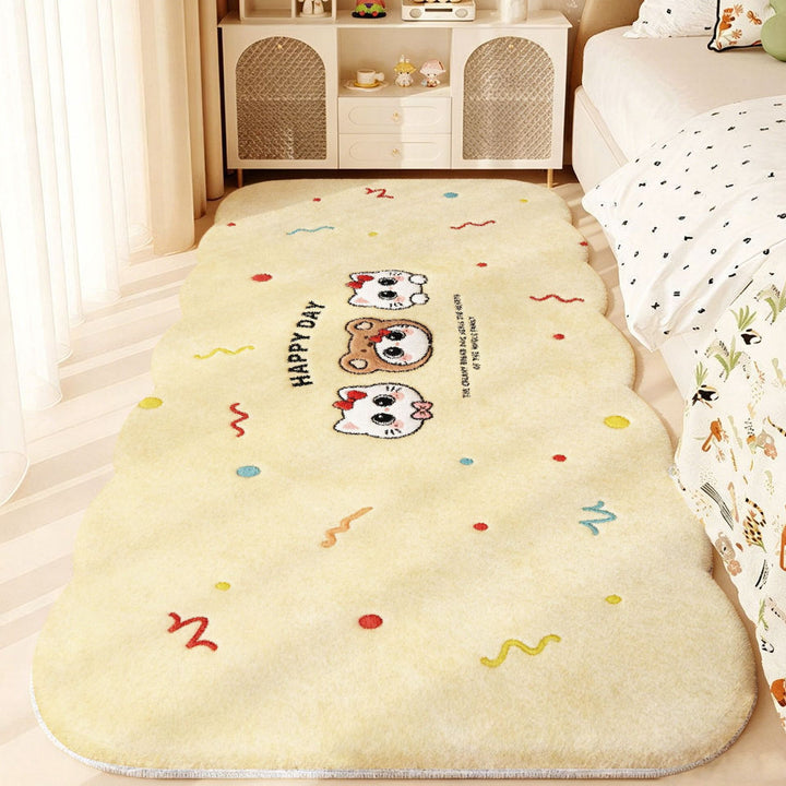 Plush Playful Bunny and Mushroom Area Rug