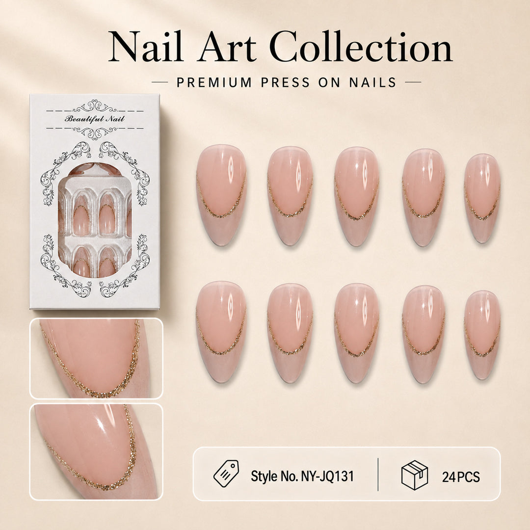 Elegant Artificial Nails with Gold Accents Stornfield