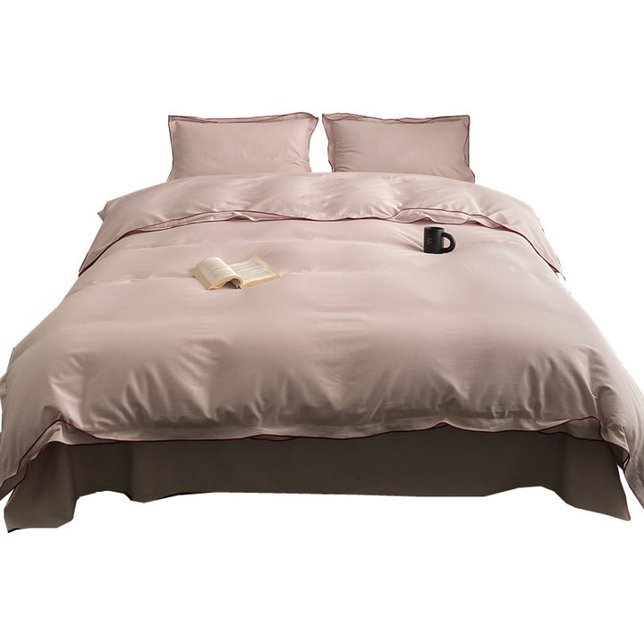 Luxurious satin microfiber bedding set with fine piping