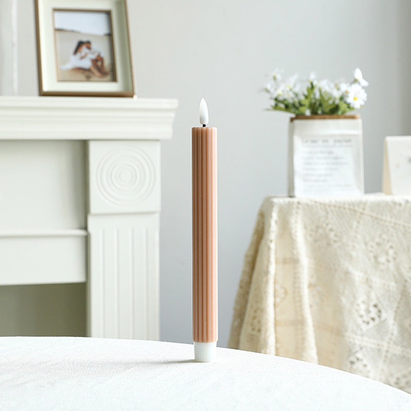 Tall Ribbed Taper Candle with Silicone Stabilizing Base
