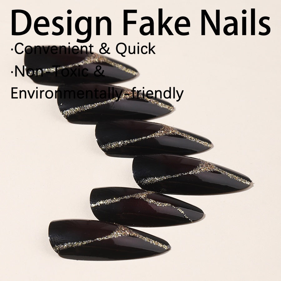 Acrylic nail set with glamorous accents and high-gloss finish Stornfield