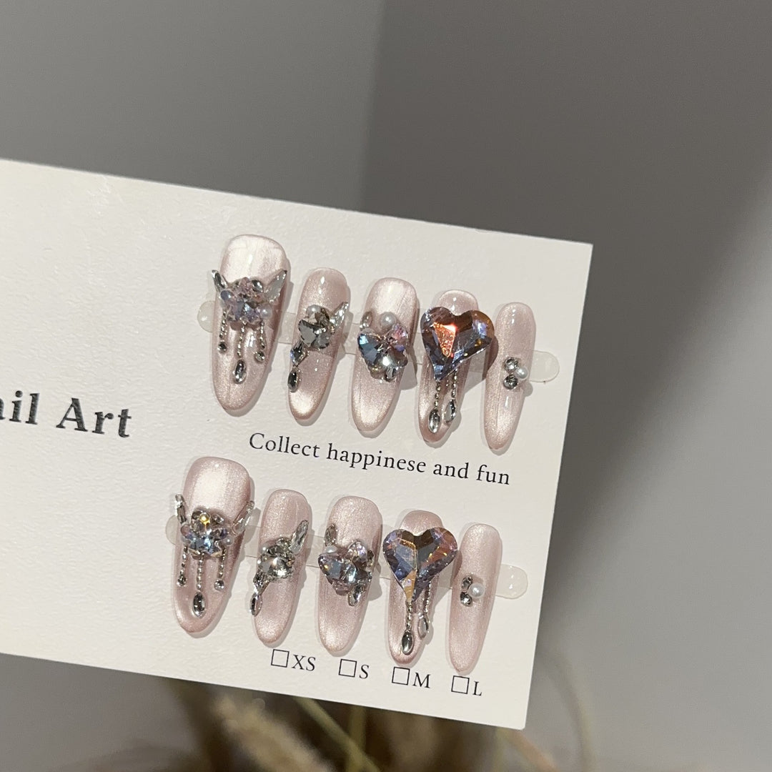 Glamorous Rhinestone Accented Press-On Nail Art Set