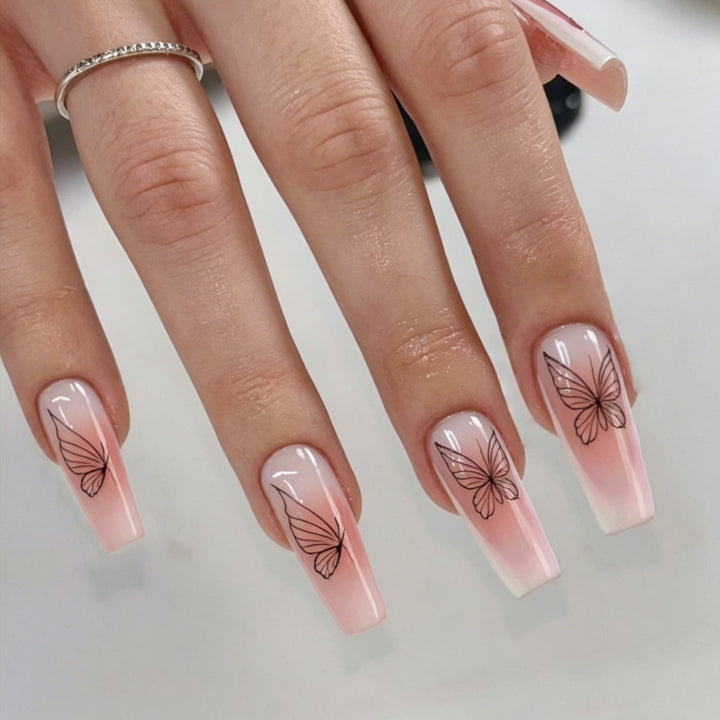 Modern Style Artificial Nails with Butterfly Design Stornfield