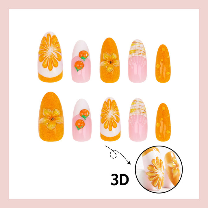 Acrylic nail set with fruity motifs and glamorous accents Stornfield