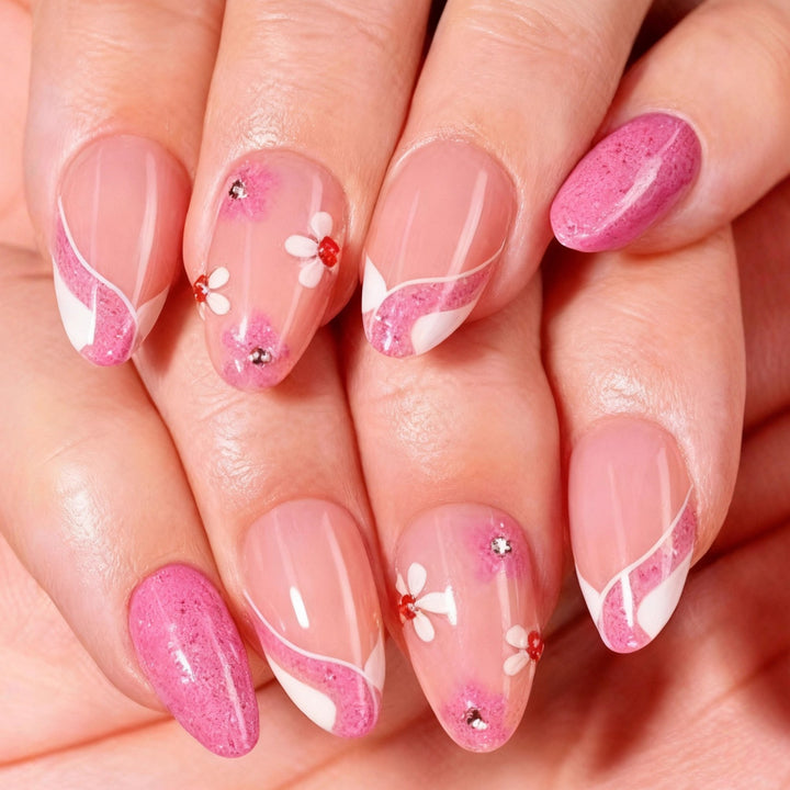 Artistic Floral-Embellished Press-On Nail Set Stornfield