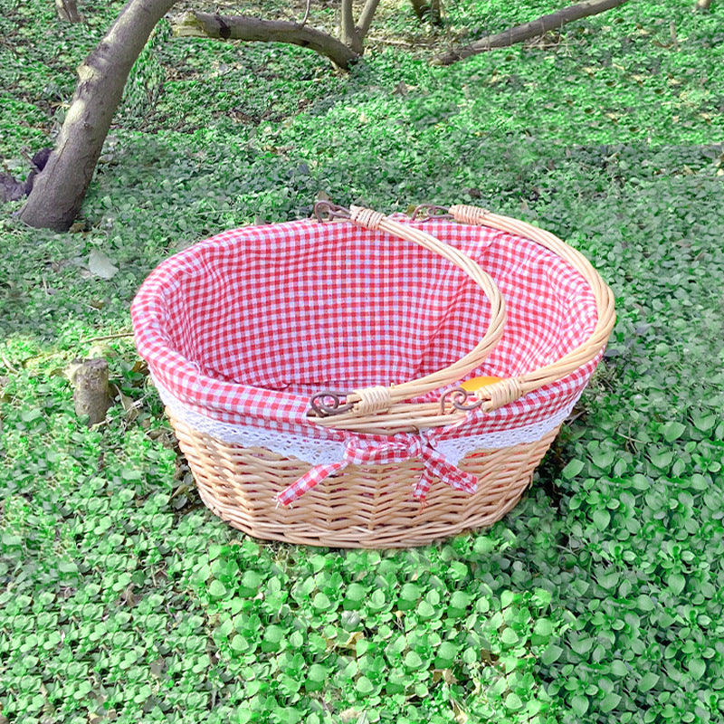 Ladies willow basket with removable fabric lining and practical carrying handle Stornfield