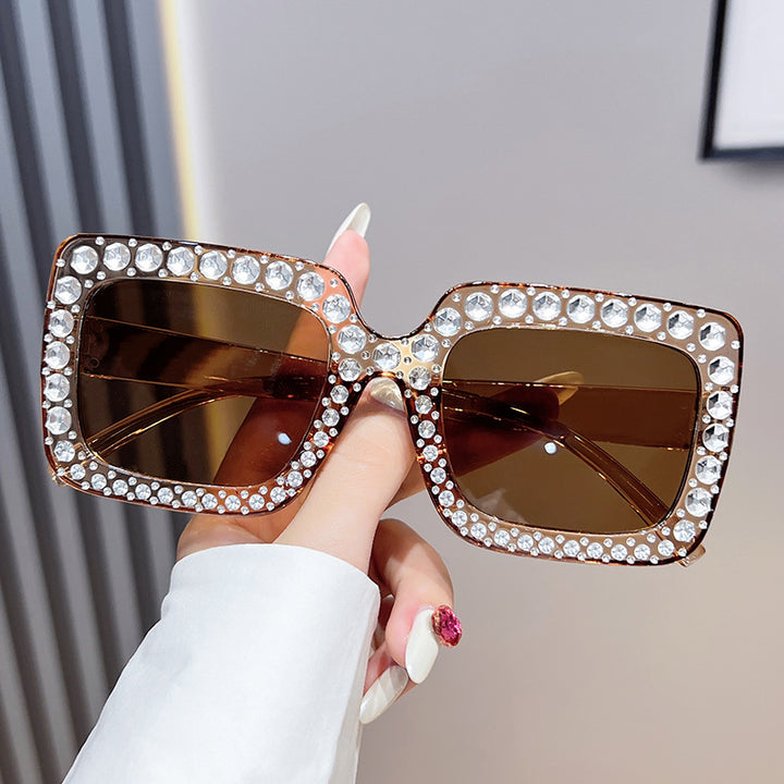 Glamorous Rhinestone-Embellished Square Sunglasses Stornfield
