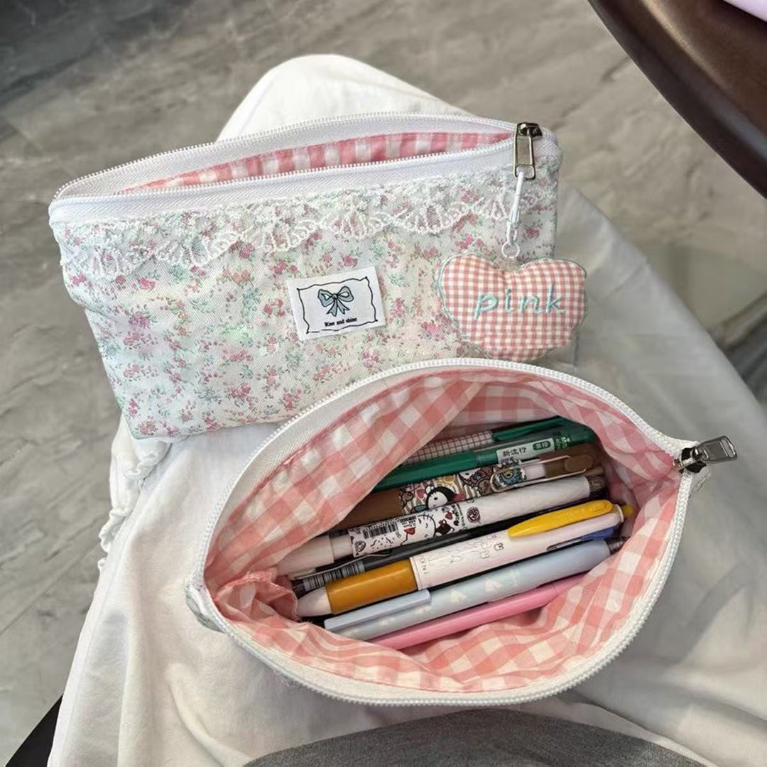 Floral Embellished Pencil Case