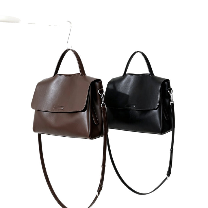 Structured Top-Handle Flap Satchel with Detachable Crossbody Strap