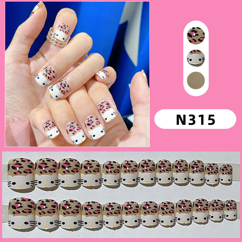 Playful Cat-Themed Press-On Nail Set