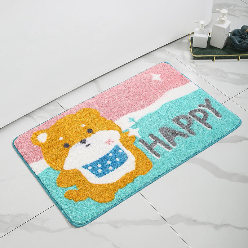 Lemon-Printed Plush Bath Mat