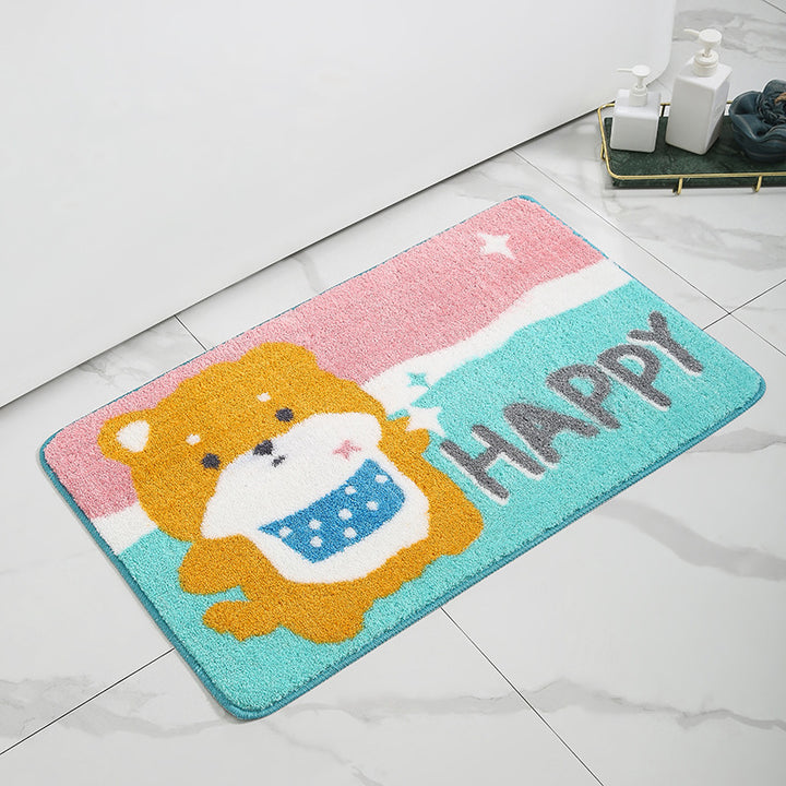 Lemon-Printed Plush Bath Mat