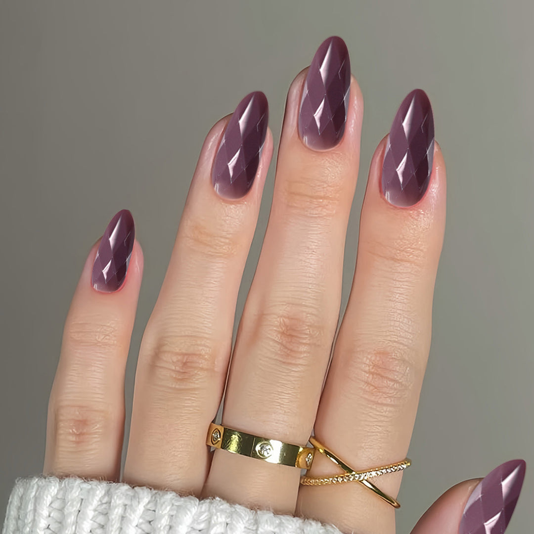 Premium Glossy Diamond-Shaped Press-On Nails Stornfield