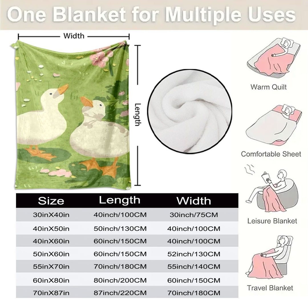 Whimsical Duck-Themed Fleece Throw Blanket