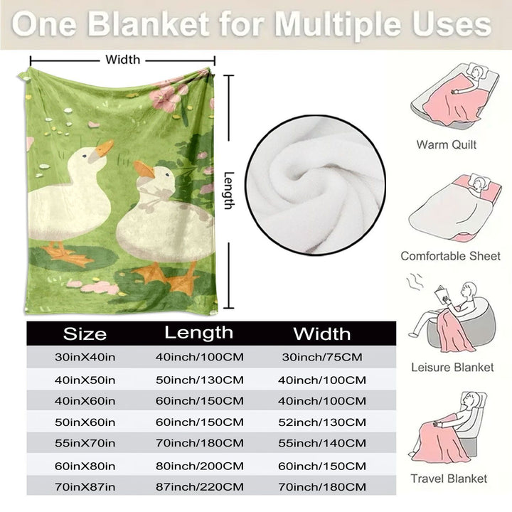 Whimsical Duck-Themed Fleece Throw Blanket