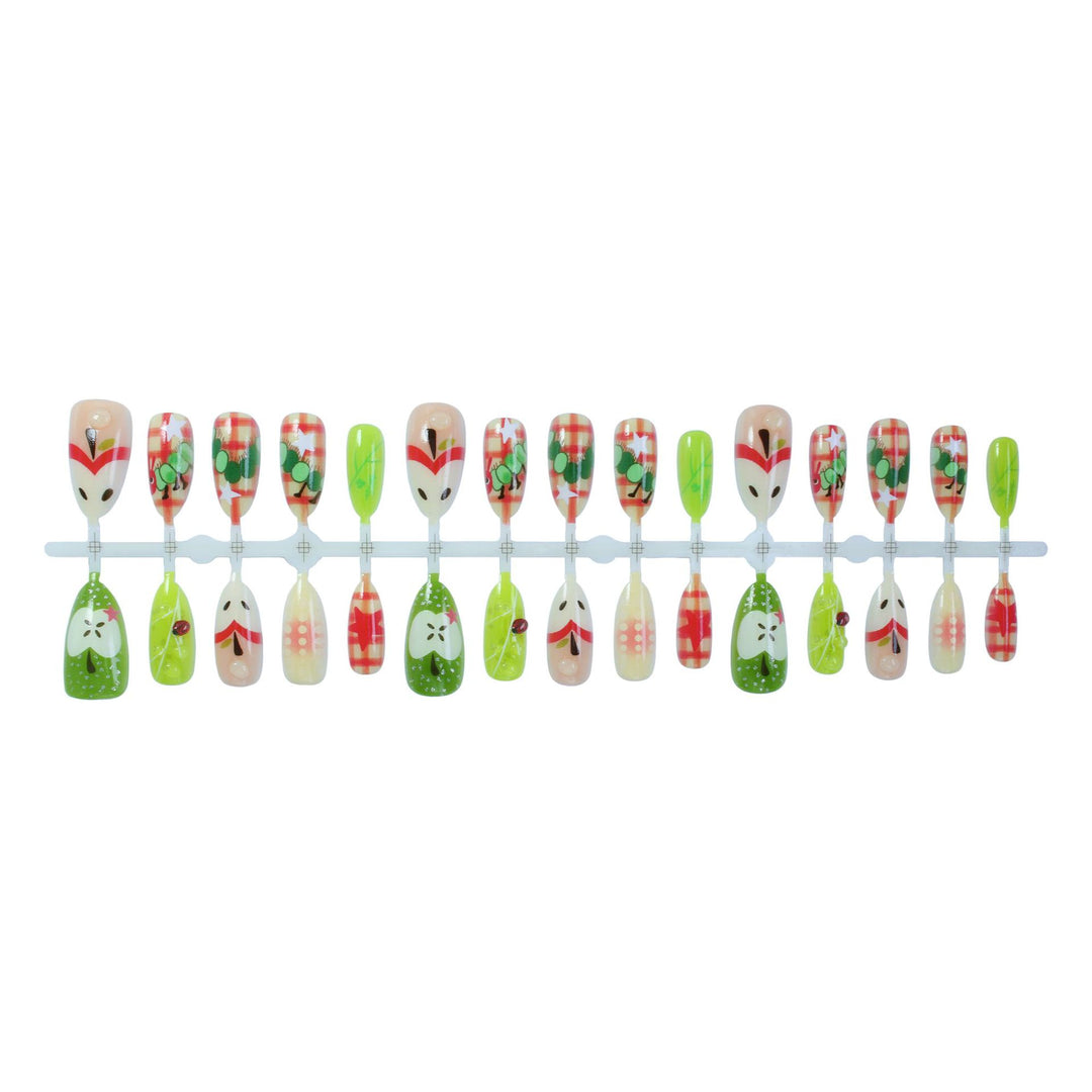 Artificial nail set with cheerful fruit motifs and creative details Stornfield
