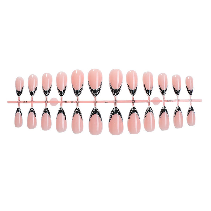 Stylish black and white patterned artificial nails Stornfield
