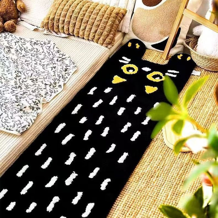 Novelty Plush Cat-Shaped Floor Rug Runner