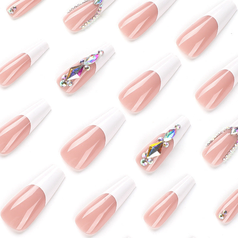 Acrylic nail set with elegant rhinestone decorations Stornfield