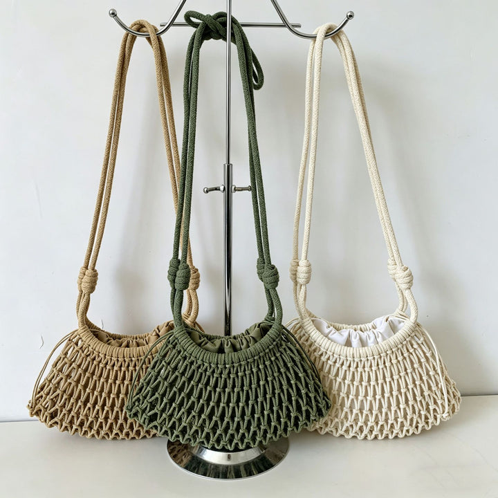Hand-knotted tote bag with adjustable shoulder strap Stornfield