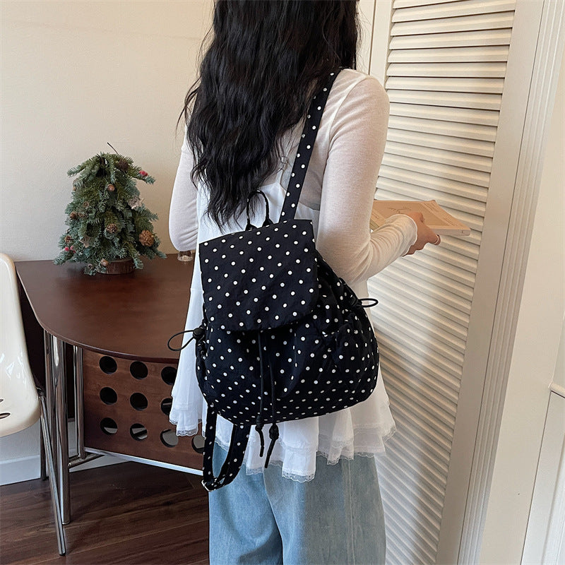 Cute Polka Dot Drawstring Backpack