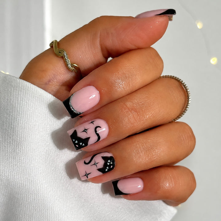 Decorative Cat-Themed Press-On Nail Set Stornfield