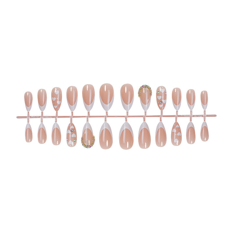 Acrylic Nail Set with Creative Heart and Glitter Motif Stornfield