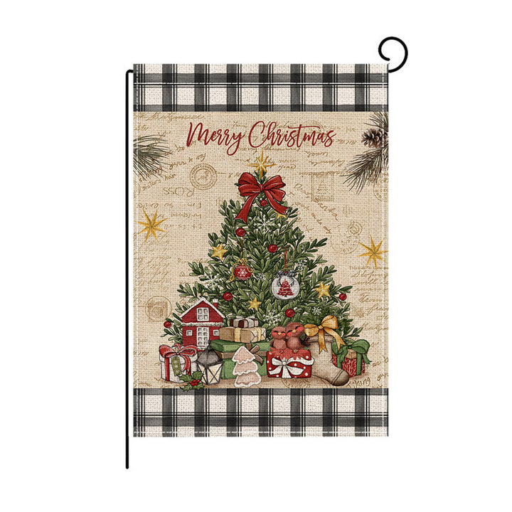 Holiday Welcome Burlap Garden Flag with Vintage Santa Illustration