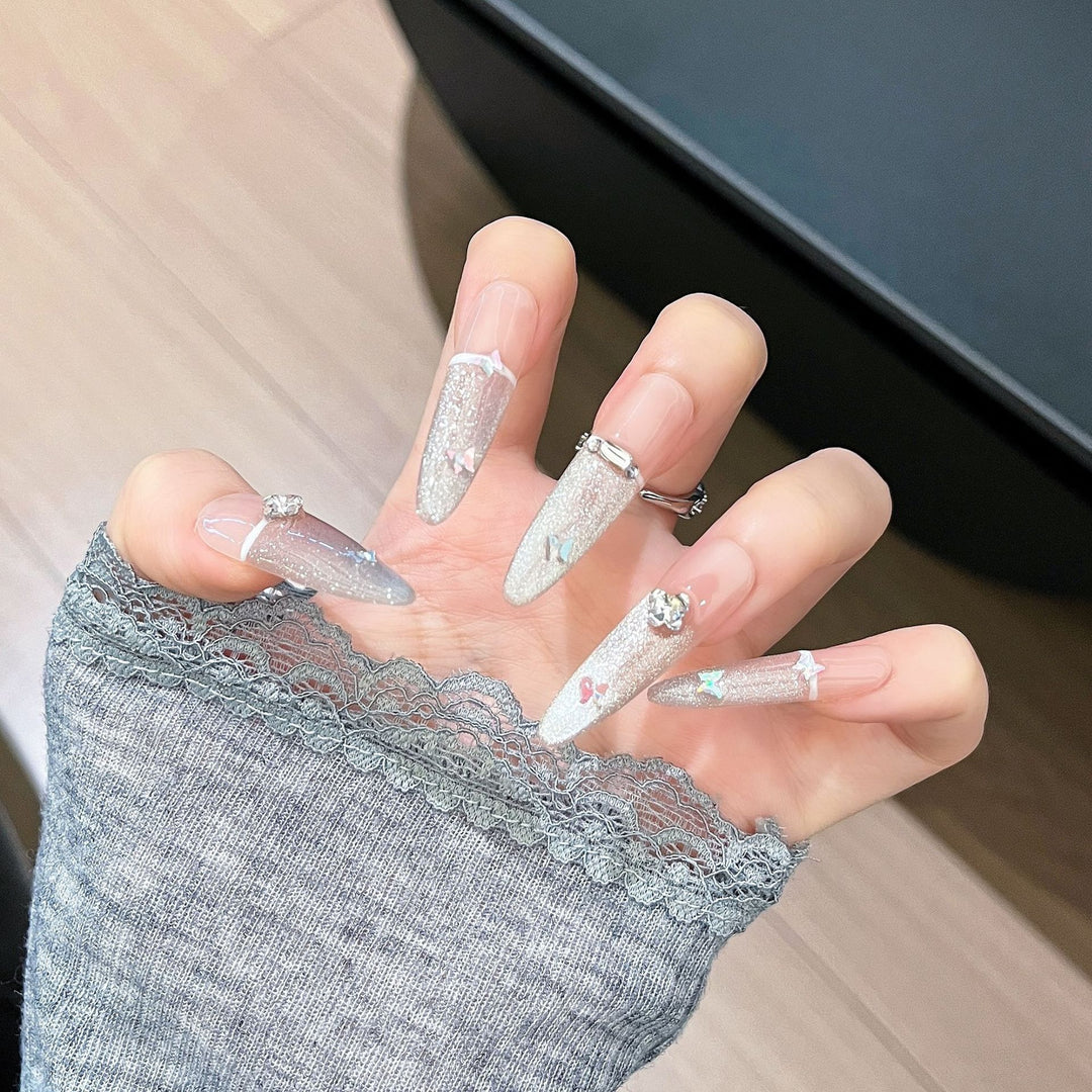 Glamorous Crystal-Studded Stiletto Press-On Nails Stornfield