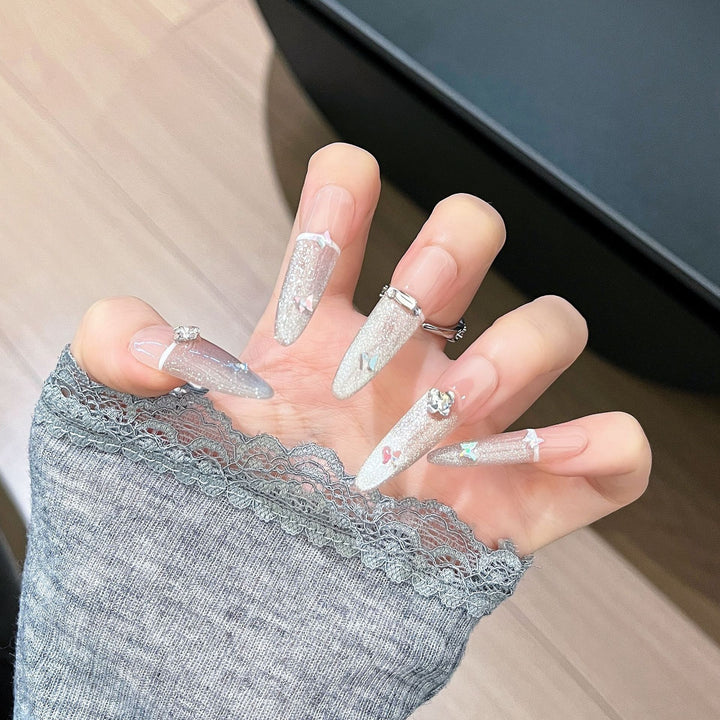 Artisanal Glittery Press-On Nail Extensions Stornfield