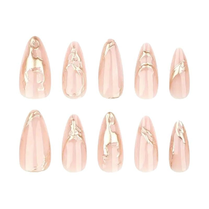 Elegant Stiletto Nail Enhancements with Gold Accent Details Stornfield