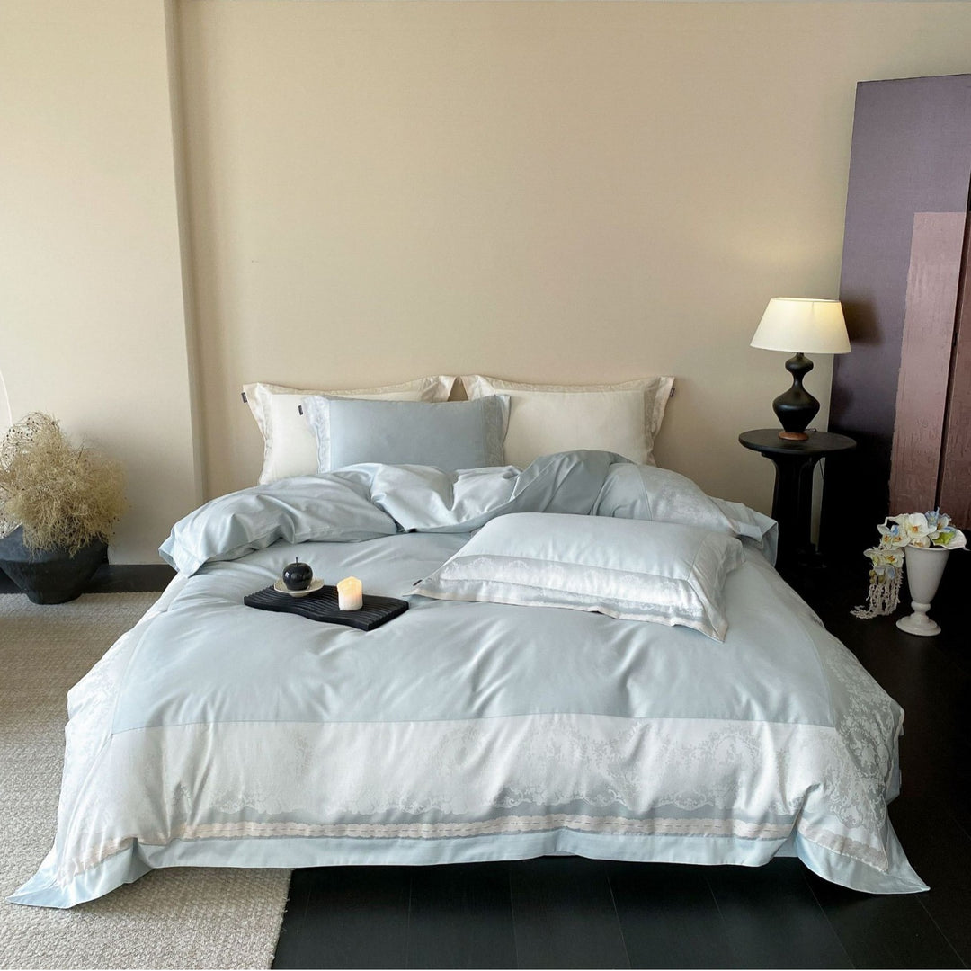 Luxurious satin bedding set with pillowcases and reversible cover