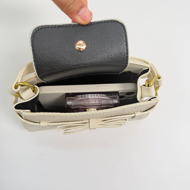 Crocodile-Textured Mini Handbag