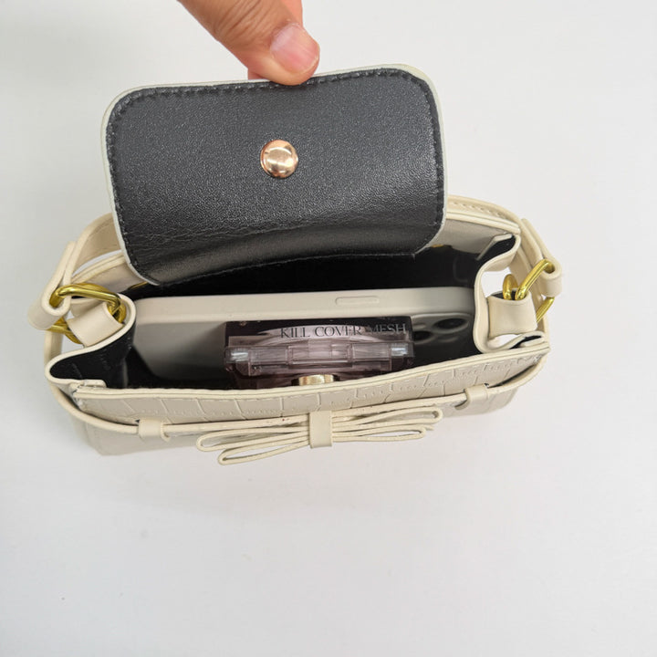 Crocodile-Textured Mini Handbag