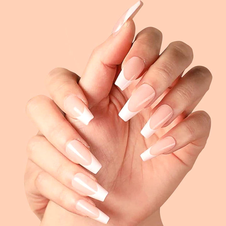 French Tip Long Press-On Nails Stornfield
