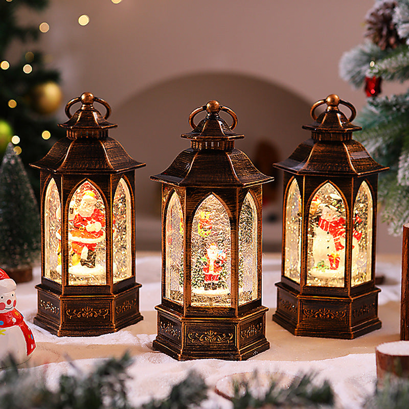 Nostalgic Christmas lantern with snowman scene Stornfield