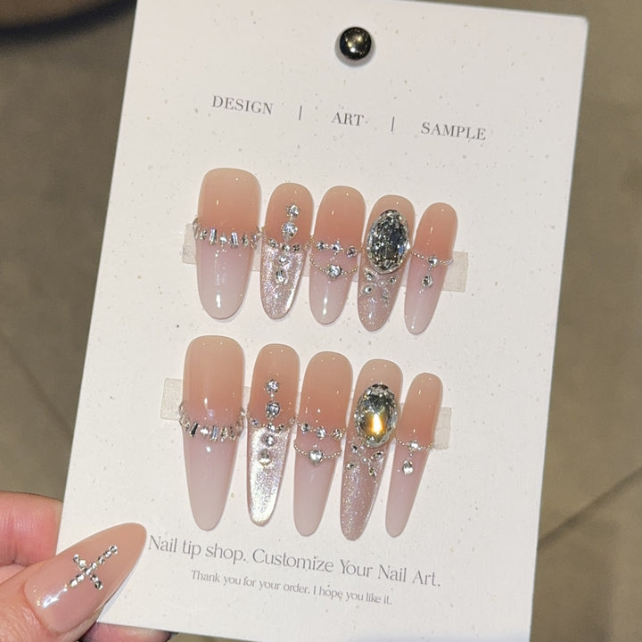 Artificial nails with elegant crystal decorations Stornfield