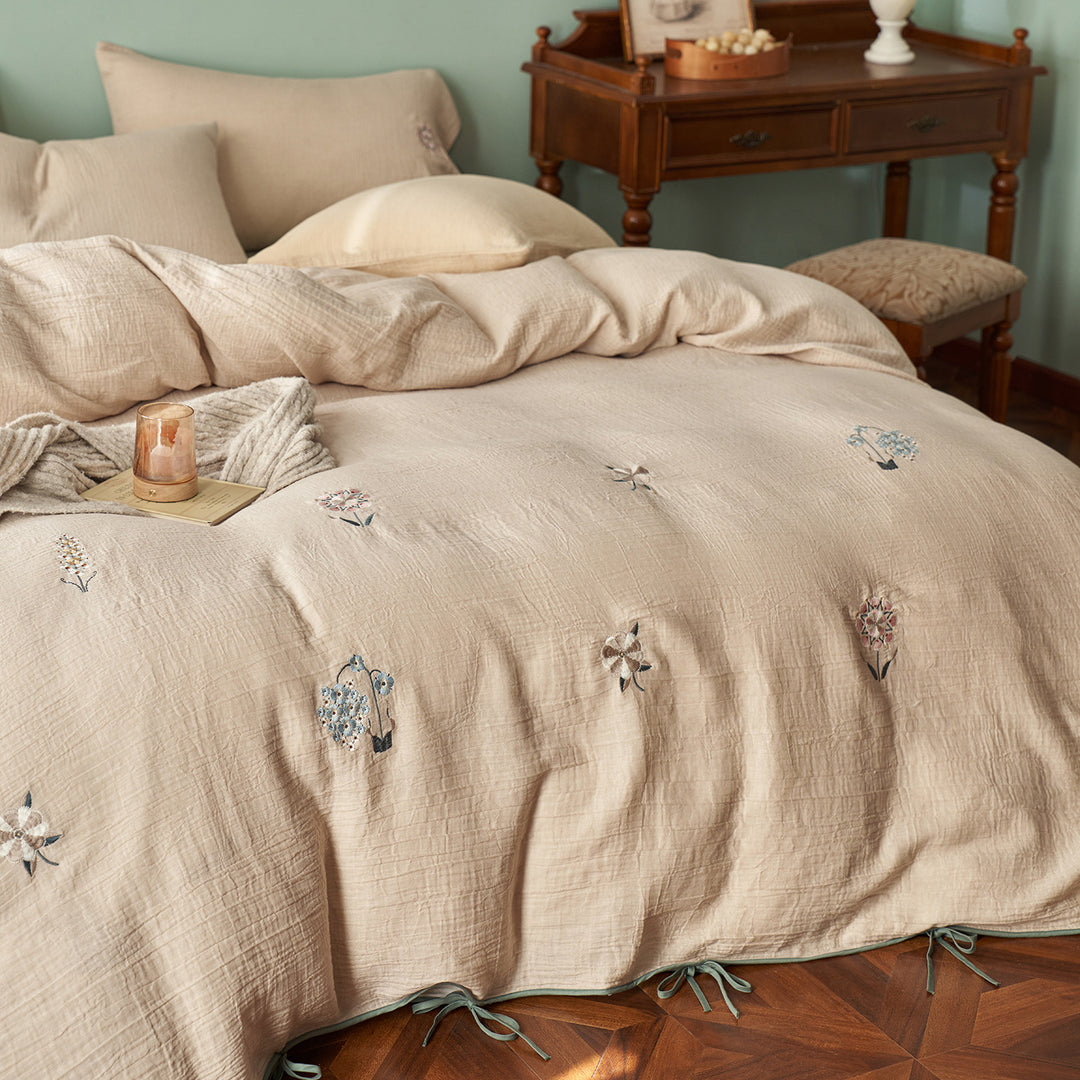 Luxury Washed Linen Duvet Cover Set with Button Closure