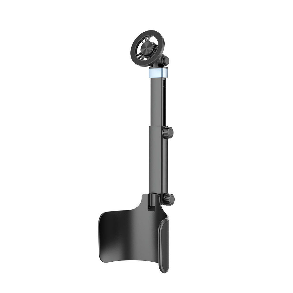 Adjustable car headrest tablet and smartphone holder with telescopic support arm and anti slip cradle Stornfield
