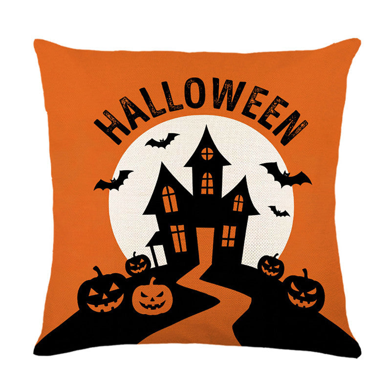 Halloween Ghost Cotton-Linen Square Throw Pillow Covers Set with Hidden Zipper