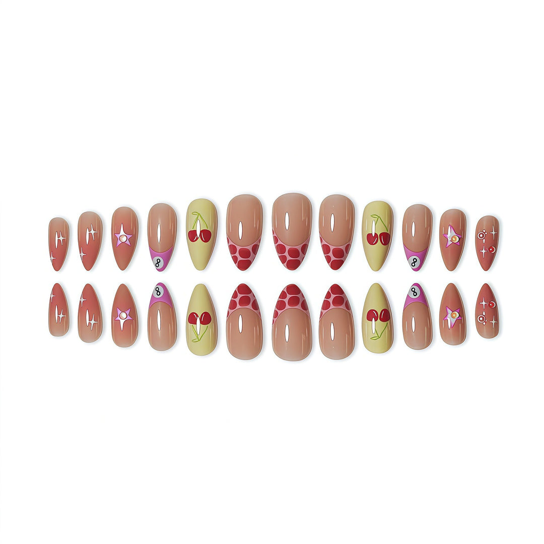 Artistic Cherry Print Nail Enhancements Stornfield