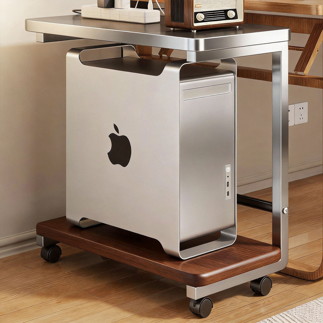Two-Tier Space-Saving Under-Desk CPU Tower & Printer Stand
