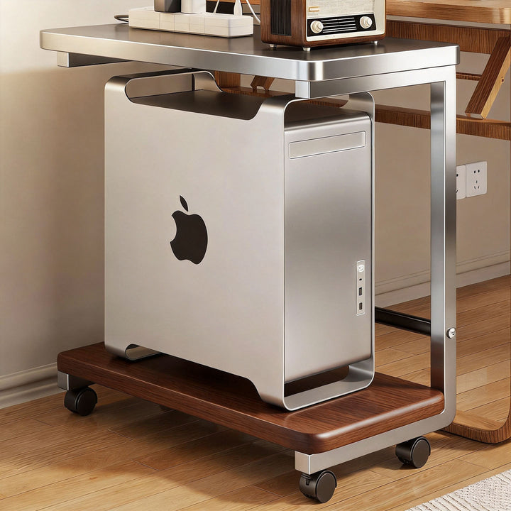Two-Tier Space-Saving Under-Desk CPU Tower & Printer Stand