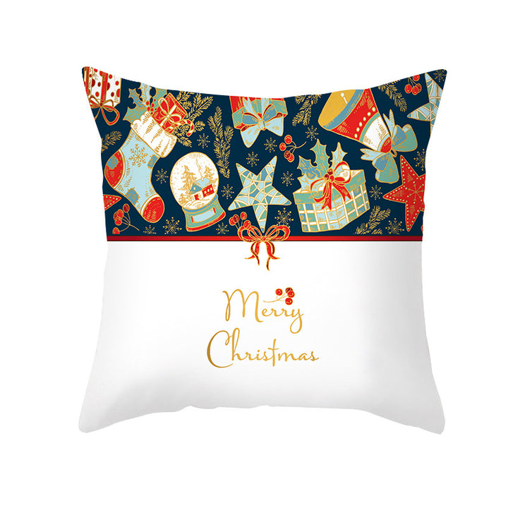 Decorative Holiday Throw Pillow Cover with Festive Ornament Print