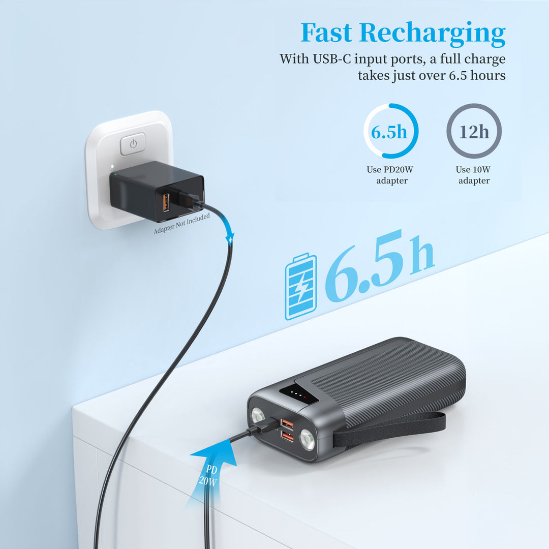 Powerful power bank with integrated LED lighting and fast charging function Stornfield