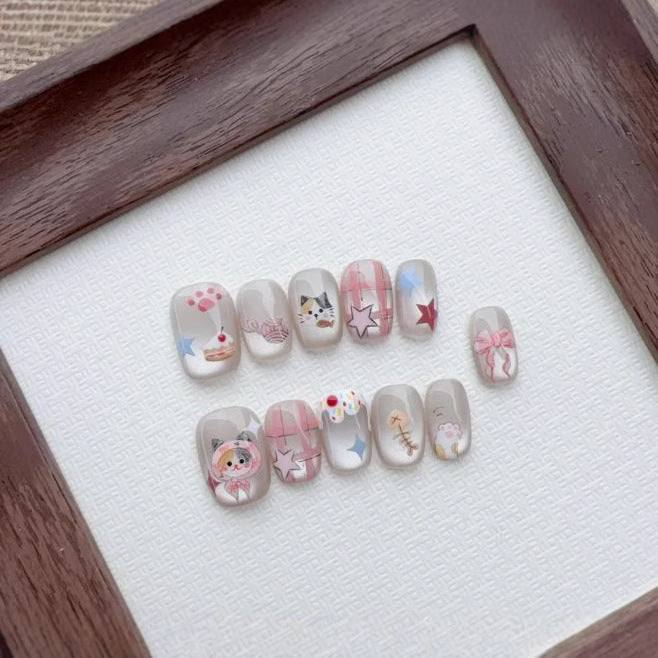 Stylish Bow-Embellished Press-On Nails Stornfield