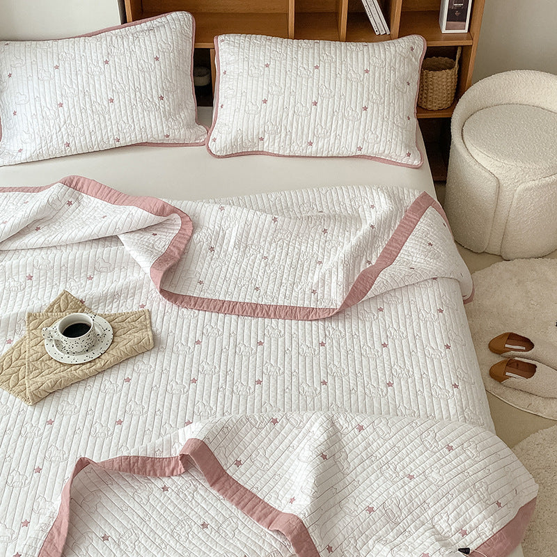 Lightweight Cotton Quilted Bedspread Set with Pillow Shams