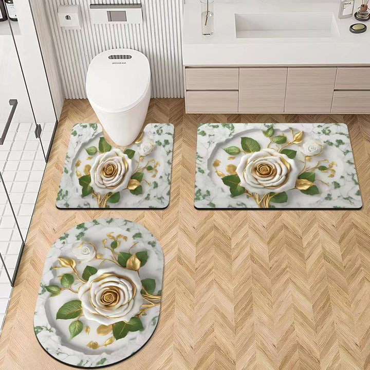 Luxurious Floral Bathroom Rug Set