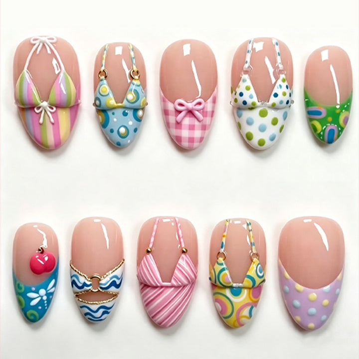 Acrylic nail set with summery bikini motifs Stornfield